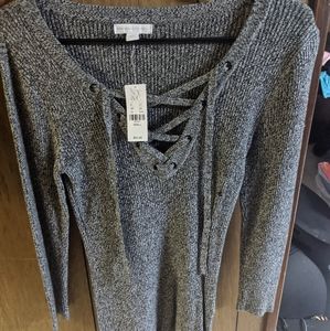 Grey lace up sweater New York and company small
